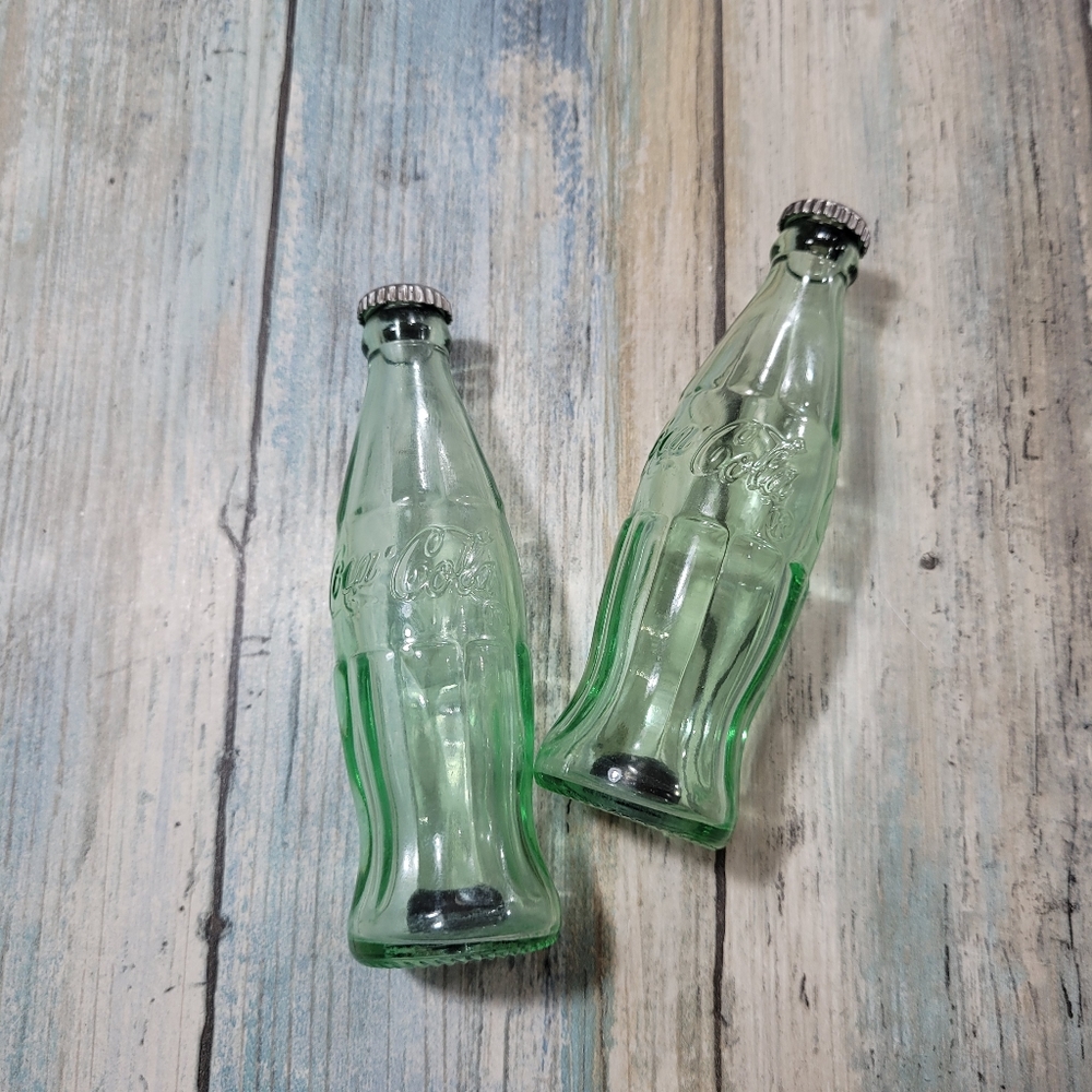 Coca-Cola Glass  Bottles salt and Pepper.